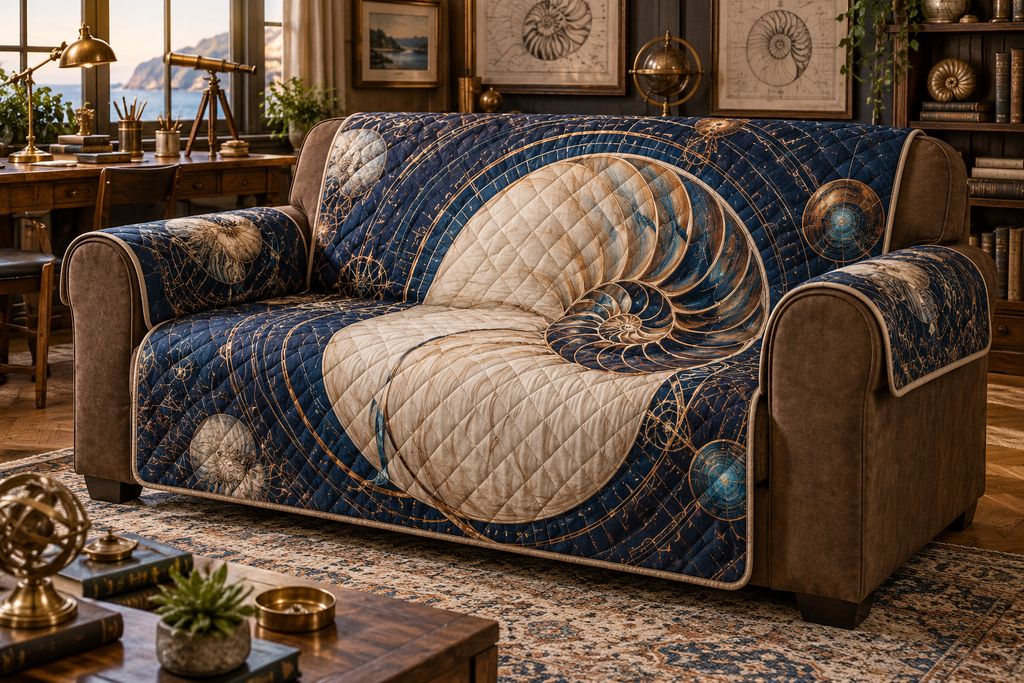One sofa cover with original Nautilus Atelier Studio optical-depth print.
