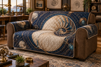 One sofa cover with original Nautilus Atelier Studio optical-depth print.