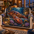 One sofa cover with original Midnight Cove Library Lobster optical-depth print.