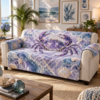 One sofa cover with original Crab Amethyst Gallery optical-depth print.