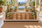 Example THE ANDERSONS perpetual twelve-month oak-style birthday panel, LIAM08 in MAR EMMA15 in JUN OLIVIA22 in SEP, glass citrus conservatory garden hills.