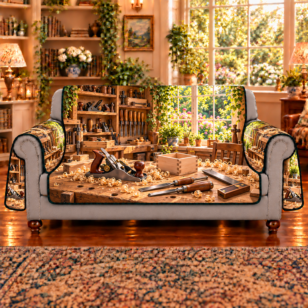 Hand Plane Woodworking Workshop Sofa Cover printed optical depth