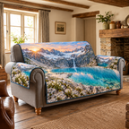 Alpine Cirque Lake Sofa Cover. Flat printed optical depth; room styling not included.