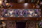 One table runner with an original Wisteria Amethyst Cameo Gallery, cascading blooms, jewel filigree and collector depth.