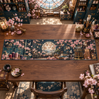 One table runner with an original Sakura Maker Atelier, lacquer cabinets, studio tools and skylit-workshop depth.