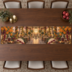 One table runner with an original Marigold Ribboned Supper Pavilion, host tablescape and glowing orangerie depth.