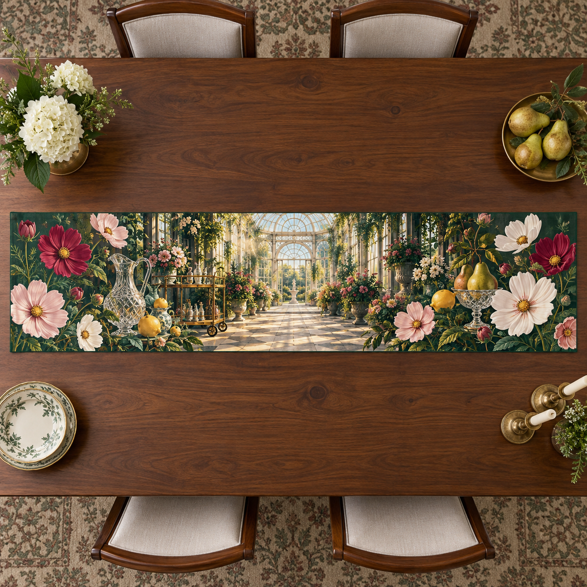 One table runner with an original Cosmos Welcome Table Gratitude Conservatory and luminous hospitality depth.
