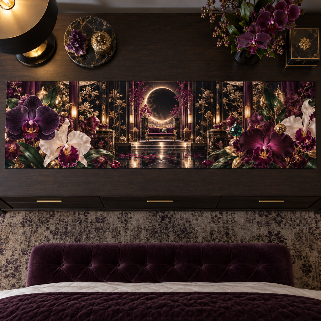 One table runner with an original Orchid Gilded Eclipse Boudoir and monumental jewel depth.