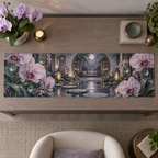 One table runner with an original Orchid Stillwater Moonlit Alcove and serene optical depth.
