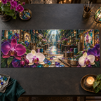 One table runner with an original Orchid Artisan Glasswork Atelier and deep crafted illusion.
