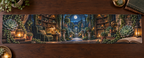 One table runner with an original Succulent Lanternleaf Reading Grotto and deep moonlit illusion.