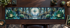 One table runner with an original Succulent Meridian Glasswork Study and deep biophilic illusion.