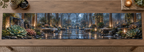 One table runner with an original Succulent Hushglass Raincourt and deep biophilic illusion.