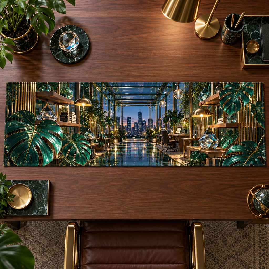 One table runner with an original Monstera Meridian Glasswork Studio and maximum optical depth.