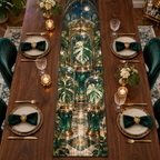 One table runner with an original Monstera Crownvault Specimen Gallery and deep rare-plant collector illusion.