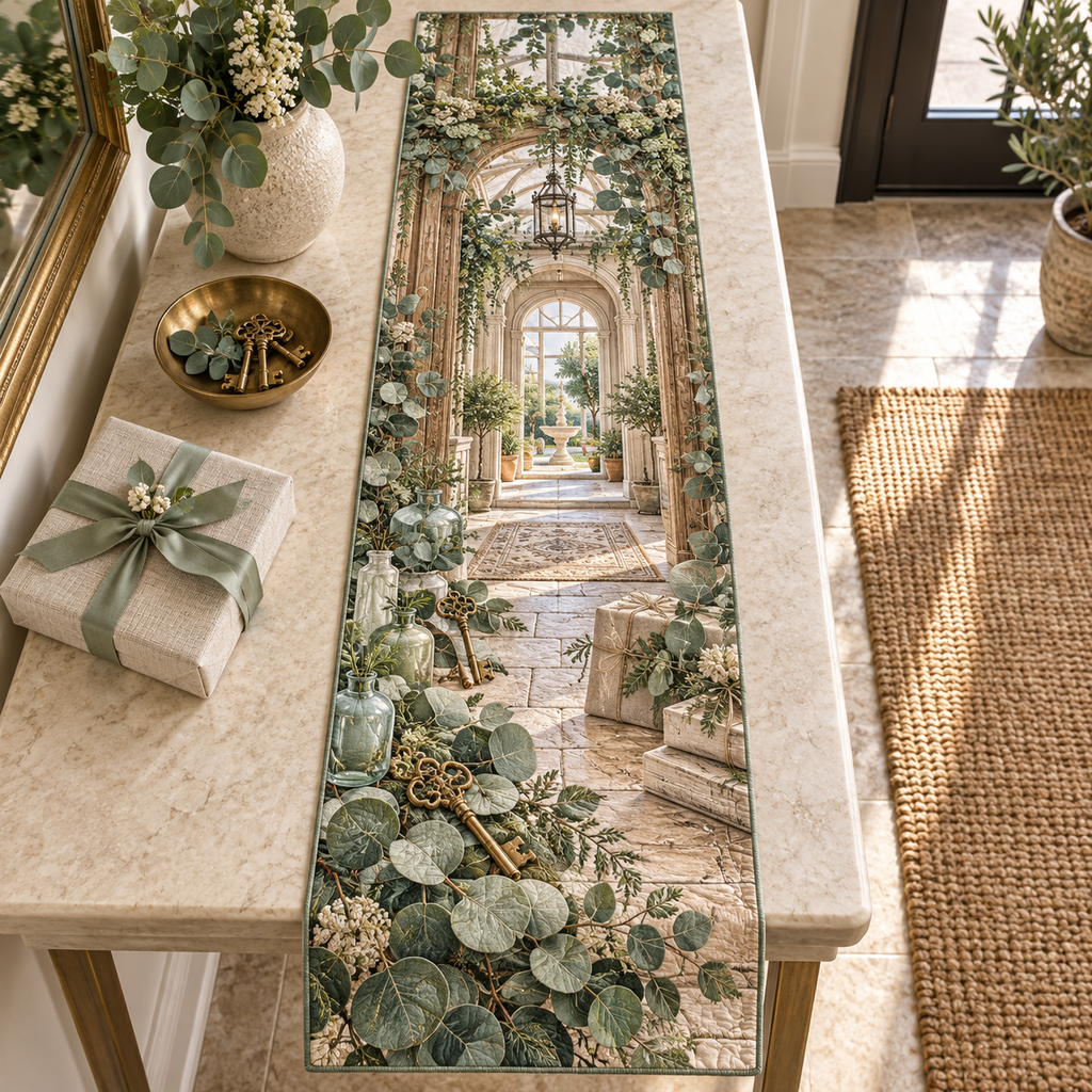 One table runner with an original Eucalyptus Hearthkey Welcome Conservatory and deep housewarming illusion.