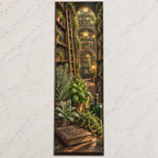 One table runner with an original Herb Garden Lanternleaf Library and deep reading-nook illusion.
