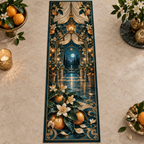 One table runner with an original Citrus Blossom Emberglass Canopy and maximum-depth printed illusion.