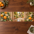 One table runner with an original Citrus Blossom Keylight Welcome Courtyard and maximum-depth printed illusion.