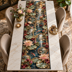One table runner with an original Water Lily Prism Salon Gallery and maximum-depth printed illusion.