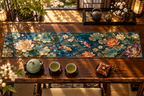 One table runner with an original Water Lily Teahouse Gratitude Garden and maximum-depth printed illusion.