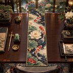 One table runner with an original Koi Lotus Scholar Atrium and maximum-depth printed illusion.