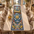 One table runner with an original Sardine Salon Mosaic Portal and maximum-depth printed illusion.