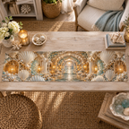 One table runner with an original Seashell Amber Grotto Alcove and maximum-depth printed illusion.