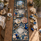 One table runner with an original Seashell Maker Mosaic Atelier and maximum-depth printed illusion.