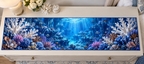 One table runner with original Coral Reef Sapphire Atrium and maximum-depth printed illusion.