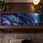 One table runner with original Sea Turtle Moon Garden optical-depth print.