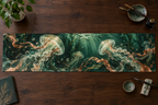 One table runner with original Jellyfish Ink Atelier optical-depth print.