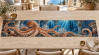 One table runner with original Octopus Terracotta Atrium optical-depth print.