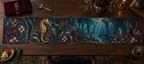 One table runner with original Seahorse Gilded Abyss Cabinet optical-depth print.