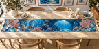 One table runner with original Seahorse Sea Glass Gallery optical-depth print.