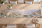One table runner with original Nautilus Sea Glass Welcome optical-depth print.
