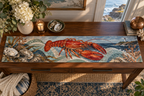 One table runner with original Lobster Tidal Canopy optical-depth print.
