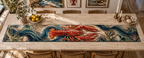One table runner with original Lobster Tidal Atelier optical-depth print.