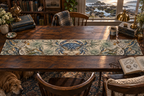 One table runner with original Crab Tidepool Reading Room optical-depth print.
