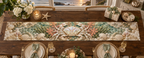 One table runner with original Crab Opal Cove Housewarming optical-depth print.