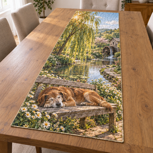 Silver Muzzle Dog Willow Bench Table Runner