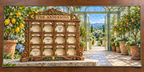 Example THE ANDERSONS perpetual twelve-month oak-style birthday panel, LIAM08 in MAR EMMA15 in JUN OLIVIA22 in SEP, glass citrus conservatory garden hills.