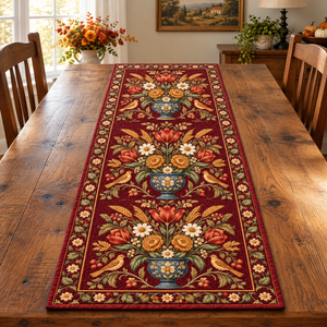 Folk Harvest Urn Table Runner