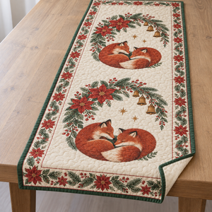 Fox Poinsettia Crescent Table Runner