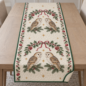 Barn Owl Pomegranate Arch Table Runner