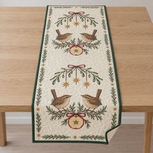Wren Apple Mistletoe Stars Table Runner