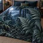 Pinecones & Needles Bedroom Tree Skirt with flat printed optical 3D midnight pine needles, copper pinecones and silver highlights