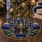 One tree skirt with a crowned emerald frog, black lotus throne, sapphire and amethyst lilies and a blank deep-sapphire plaque.