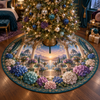 One tree skirt with a continuous hydrangea aurora boudoir, sapphire, teal, amethyst and pearl blooms, champagne arches and a deep sunrise canopy-bed vista.