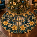 One tree skirt with a continuous Daffodil Azure Crown Salon, golden daffodils, cream jonquils, sapphire arches, mirrored stairs and a sunset gallery.